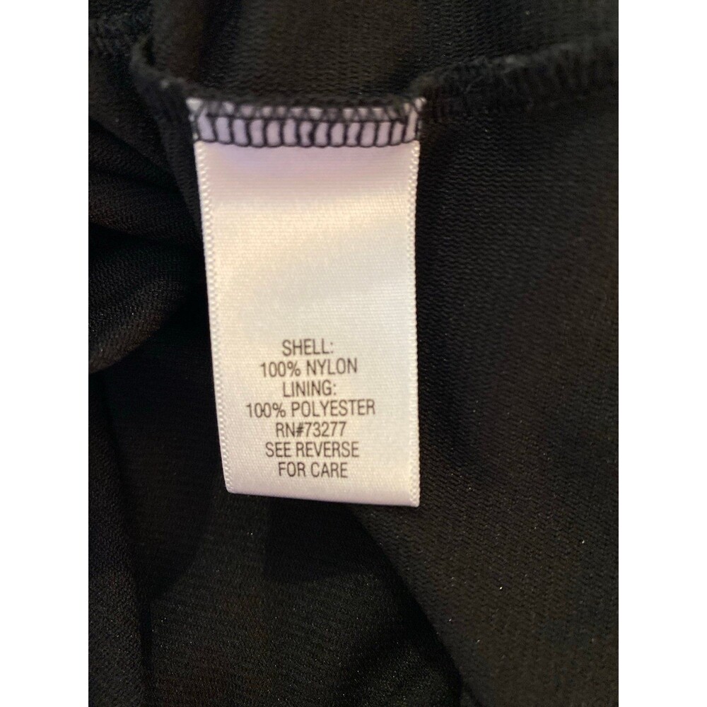 Dana Bachman Blouse Sz Medium Top Sheer Overlay Purple Green Black Rounded Neck - Picture 8 of 12